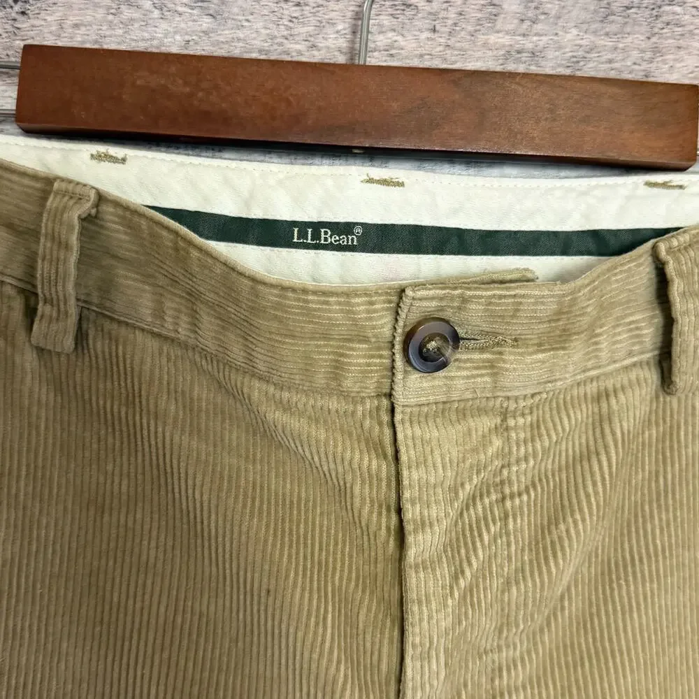 LL Bean Mens Corduroy Pants 32x30 Brown Classic Preppy Business Straight